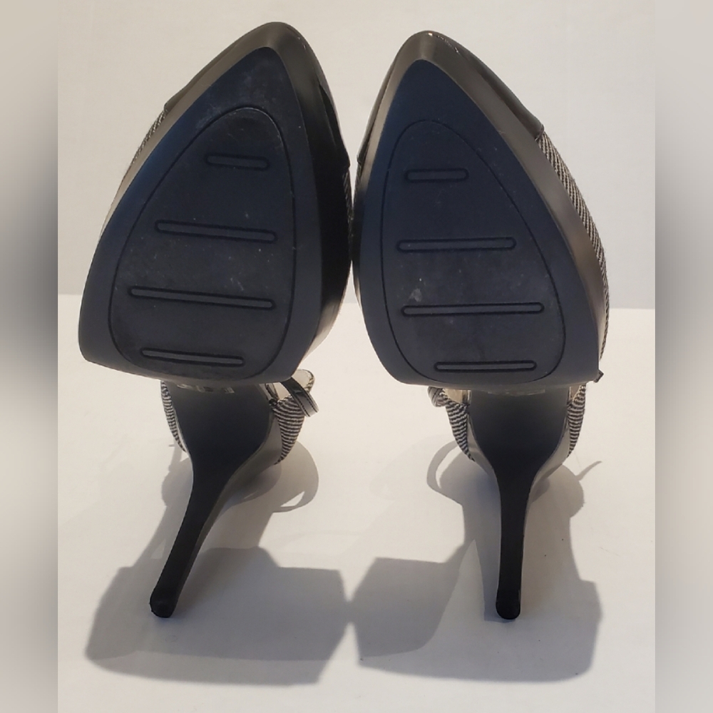 Lulu Townsend Black and White T-strap Heels Sz 10 - Picture 5 of 7
